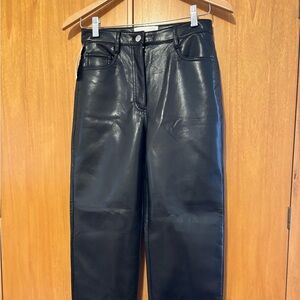 New ARITZIA Black Faux Leather Straight Leg Pants
